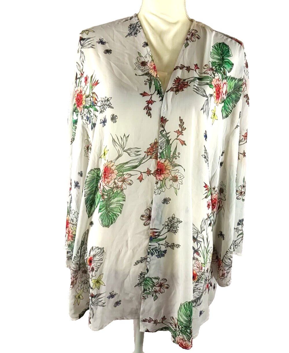 Torrid Women's Over Shirt Open Front Size 3/4 3 X White Sheer Red...